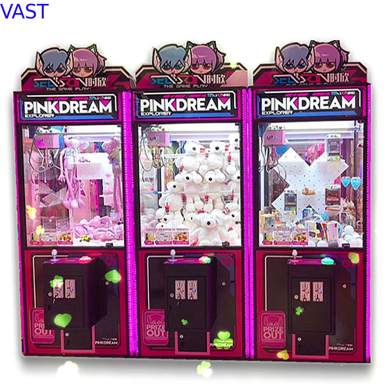 Machine rêveuse matérielle de griffe de poupée de PVC avec la machine de lumière de LED/grue d'arcade