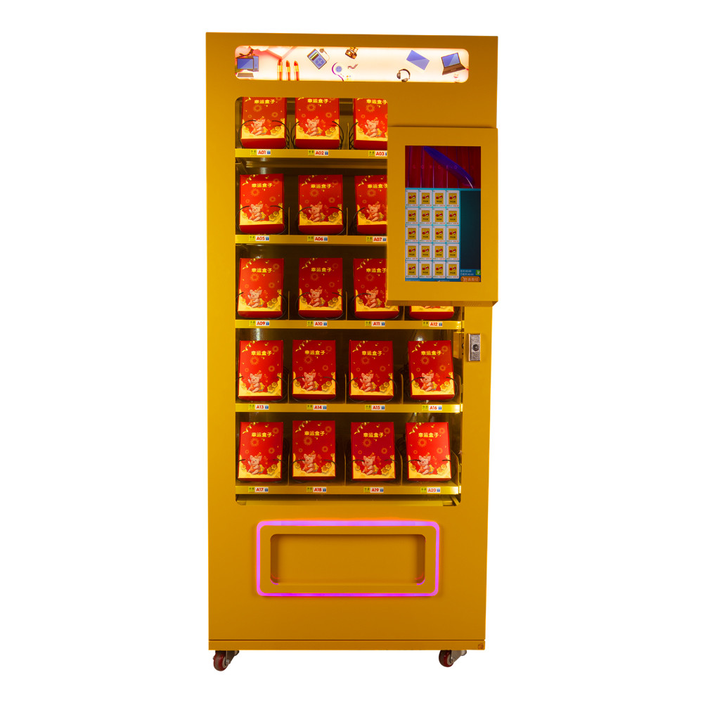 Plein distributeur automatique de soude en métal, distributeurs automatiques chanceux bleus/de rose/jaune boîte de nourriture